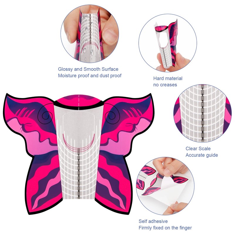 AHIER Butterfly-Shape Self-Adhesive Gel Nail Extension Forms - 100PCS Acrylic