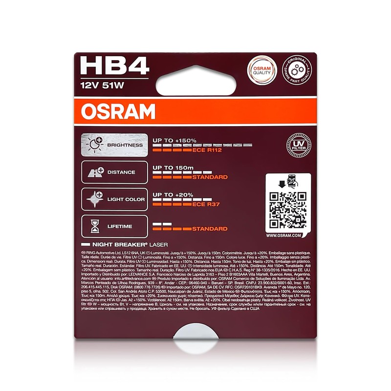 DAMA Automotive Lighting HB4 906 Night Breaker Laser Halogen Headlight