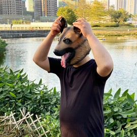 BEJOYFMY German Shepherd Mask, Latex Realistic Animal Full Head Dog Mask Costume for Cosplay Party Props