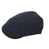 Men's Navy Blue Herringbone Wool Tweed Flat Cap,Ivy Style,Quilted Padded