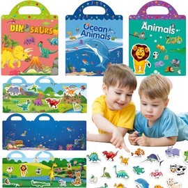 Pegatina 3D Puffy Libro Reutilizables Pegatinas,3Pack Pegatinas Para Niños,juguetes de viaje para niños Para Niños de 2 a 4 Años Calcomanía con Relieve,Adhesivas Portátiles para Educación