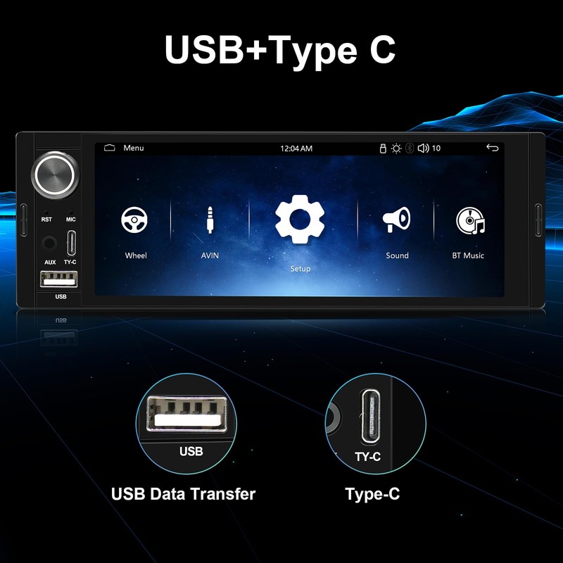 6.36-Inch Single Din Touchscreen Car Stereo - Linux System Single