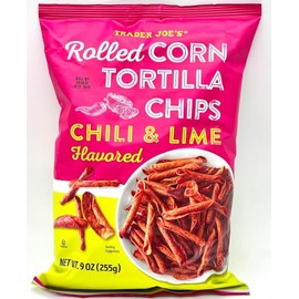 Trader Joe's Rolled Corn Tortilla Chips, Chili & Lime Flavored, 9 Oz - Pack of 1
