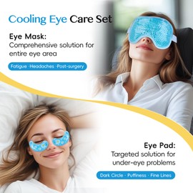 NEWGO Eye Mask Cooling Eye Mask Gel Under Eye Pads Set for Dark Circles, Under Eye Pockets, for Swollen Eyes, Migraines, Dry Eyes, Post-Surgery, Gifts for Women