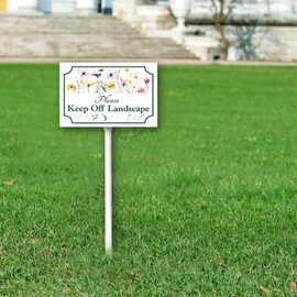 Bidesign (8X12) IN Please Keep Off Landscape Yard Sign With Stake Kit Rustproof Aluminum Keep Off Lawn Sign Stand For Nursery Garden Fence Wildflowers Pollinator Habitat Outdoor Decoration