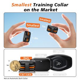 Ultra Compact Dog Shock Collar, Lightest Dog Training Collar with Remote for Small Dogs 5-30lbs & Medium Dogs/Puppies, Waterproof, Rechargeable, 1300ft Range(Orange&Small)