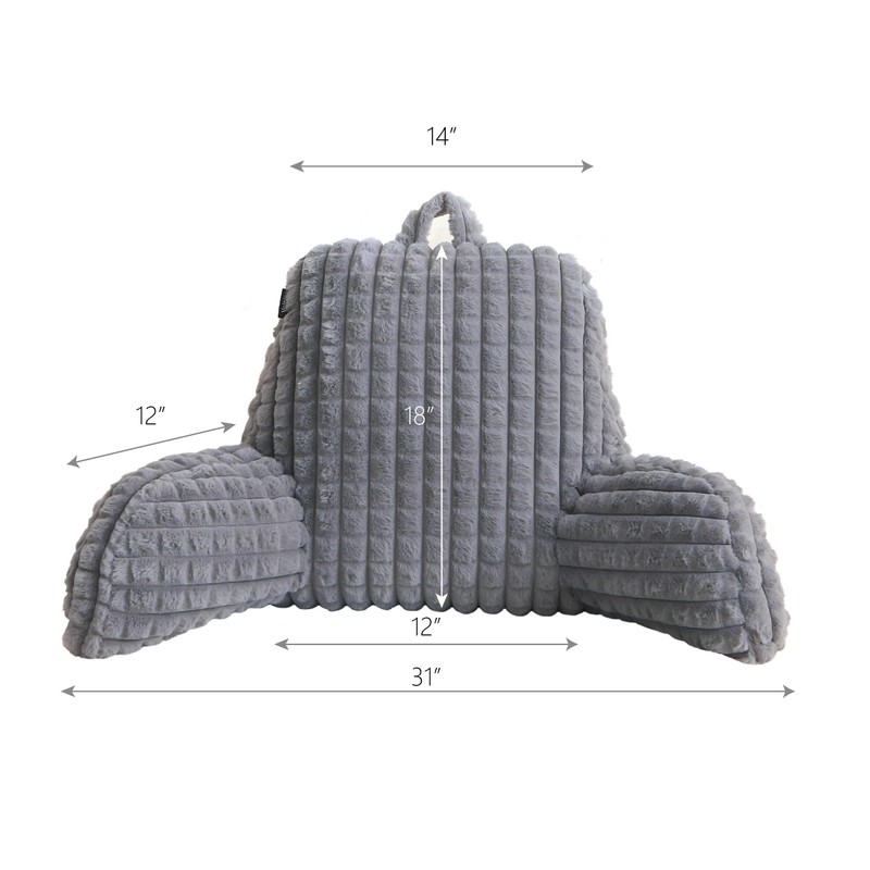 Volple Faux Rabbit Fur Reading Pillow with Arms,Removable Cover, Adjustable