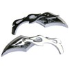 MotorToGo Chrome CNC Diamond Flame Motorcycle Small Rear View Mirrors