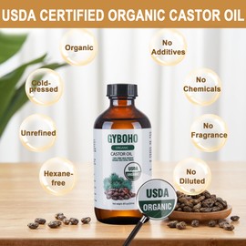 8oz Castor Oil Organic and 4pcs Reusable Castor Oil Pack Wrap Organic Cotton,for Stomach-Neck-Abdomen -Knee-Arm-Liver Detox,with Eyebrow and Eyelash Care Tool Set