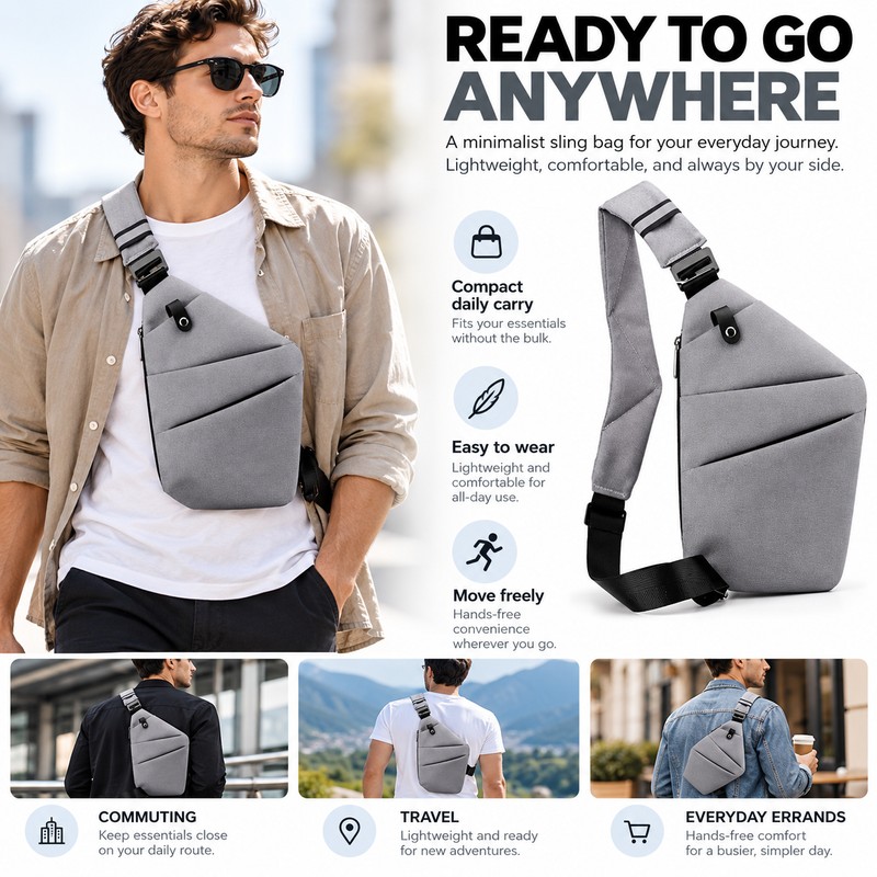 Ultra-Thin Crossbody Chest Bag for Daily Carry – Soft Sling