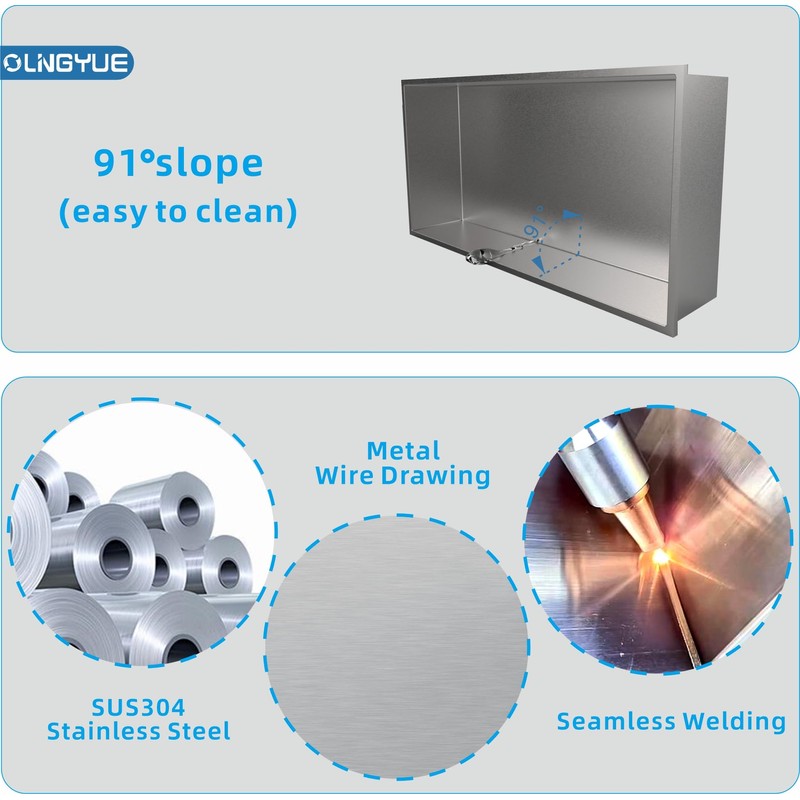 OLNGYUE Bathroom Shower Niches Shelves: No Tile Needed Stainless Steel