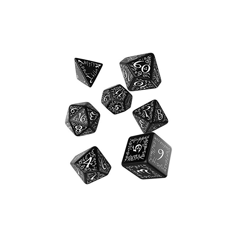 Q Workshop Elvish Black & White Rpg Ornamented Dice Set