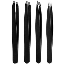 Jasinber Set de 4 Pinzas profesional de acero inoxidable para cejas de precisión