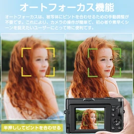 Digital Camera, 4K Digital Camera, 48 Megapixels, Autofocus, 1080P Video Recording, 16x Digital Zoom, Compact, Lightweight, Flash, 180° Rotating Screen, Selfies, Beginners, Students, Vlog, Image