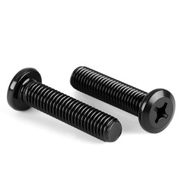 M8-1.25 x 30mm Flat Round Head Machine Screw, Furniture Bolts Countersunk Connector Screws, Stainless Steel 18-8 (304), Black Finish, Fully Threaded, 10 PCS