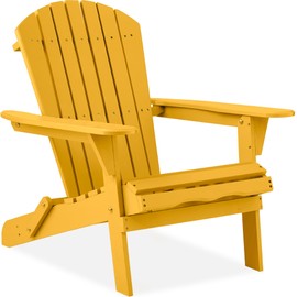 Best Choice Products Folding Adirondack Chair Outdoor Wooden Accent Furniture Fire Pit Lounge Chairs for Yard, Garden, Patio w/ 350lb Weight Capacity - Marigold Yellow