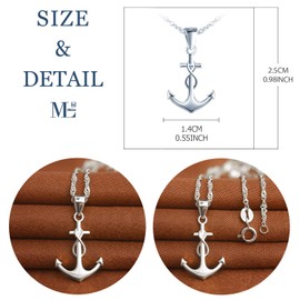 MicLee Necklaces for womens and girls, 925 sterling silver necklace, Classic anchor-infinity symbol necklace pendant, symbol of courage, protection and strength, Creatives necklaces, silver