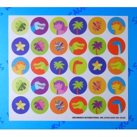 Unbranded Dinosaurs Small Round Stickers Sheet