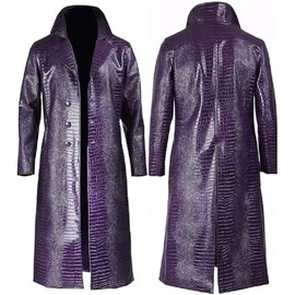 Joker Suicide Squad Jared Leto Purple Faux Leather Coat Costume Jacket (XL)