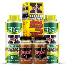REV X Super Ultimate Kit for Diesel - High-Performance Oil Additive - 4 fl. oz. (2 Pack) + Ultimate Diesel Additive - 8 fl. oz. (2 Pack)