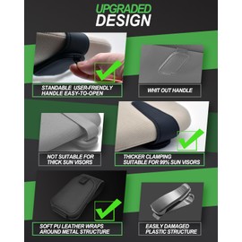 Teoenix Sunglass Holder for Car, 2 Pack Car Sunglass Holder Visor Clip Magnetic Leather Sun Glasses Eyeglass Hanger, Black, Fit for Different Size Eyeglasses