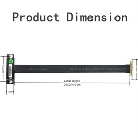 10Gtek PCIe 3.0 Riser Cable, X1 to X1, M to F, 90° to 90°, Cable Length 30 cm, P311MF5530