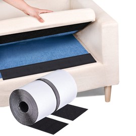 KUAKEE 4 Inch x 18 Feet Black Adhesive Hook Loop Tape Heavy Duty, Multi-Purpose Carpet Anti Slip Rug Gripper, Double Sided Hook Loop Rolls, Couch Cushion Grip, Bulk Sticky Straps Wall Hanging Strips