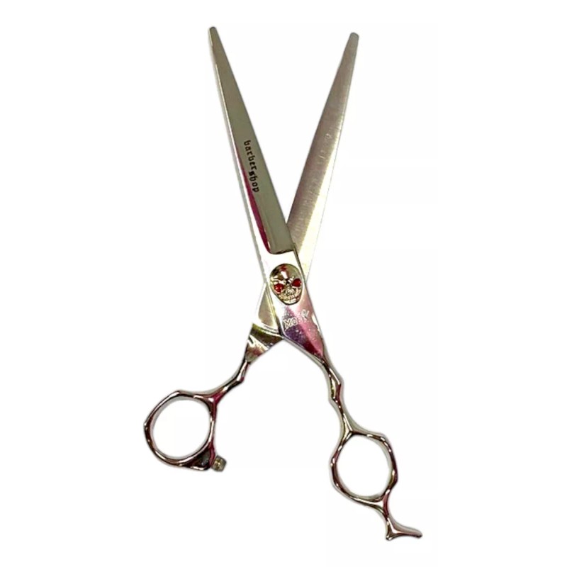 MC8 Tijeras De Corte Microdentada Plata Calavera Ojos Rojos 7pLG