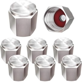 SAMIKIVA 4x Chrome Silver Brass Tire Valve Stem Caps w/ Rubber Seal for Car Bike Truck SU