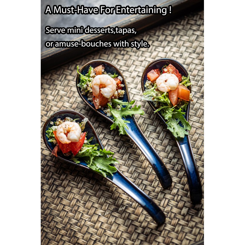 LYEOBOH Soup Spoons set of 6, Chinese Deep Soup Spoon