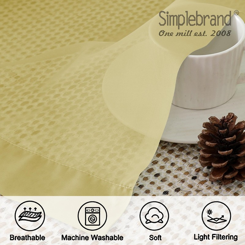 Simplebrand Yellow Short Sheer Kitchen Cafe Curtains 36 x 42