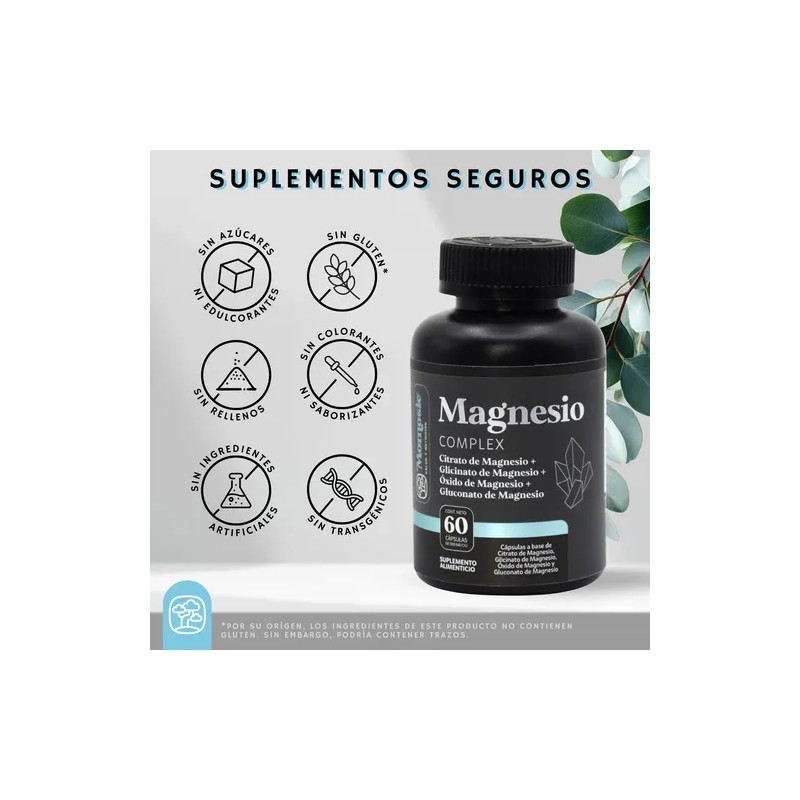 Magnesio Complex Momosie Suplemento Citrato Glicinato Gluconato Óxido Vegano Cápsulas
