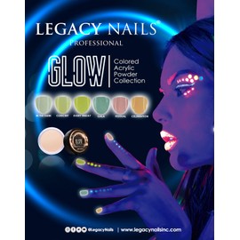 Legacy Nails Professional COLLECTION Acrylic Powder Kit 6 Colors Nail Art Set for Manicure DIY for Dip & Acrylic Nail Extensions (GLOW COLLECTION)