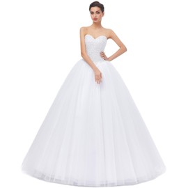 Likedpage Women's Ball Gown Bridal Wedding Dresses (US2, White)