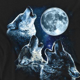 Popfunk Howling at The Moon Wolf Pack Unisex Adult T Shirt, Black, X-Large