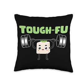Tough-Fu Foodie Bean Curd Tofu Lover Weightlifting Throw Pillow