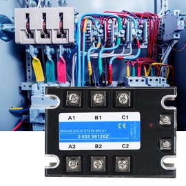 3 Phase Solid State Relay, 120 A DC 3-32 V to Output AC 24-480 V SSR with Heatsink Status Indicator Input Electrical Equipment for CNC Machines Industrial Automation Heatsink