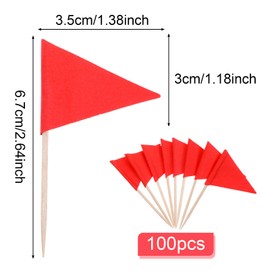Ymapinc 100 Pcs Red Flags Cupcake Topper Sticks, Golf Mini Flag Toothpicks Masters Party Decorations Blank Cupcake Toppers Toothpicks for Appetizers