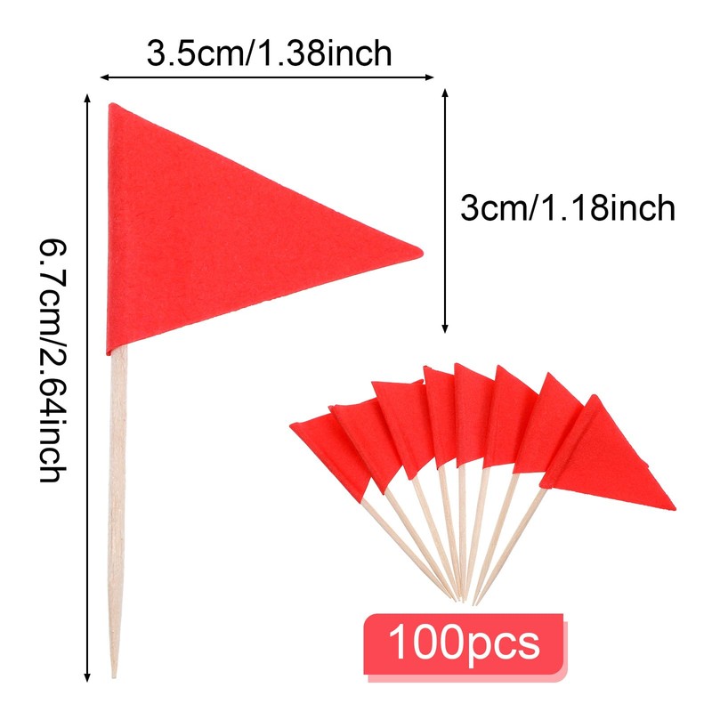 Ymapinc 100 Pcs Red Flags Cupcake Topper Sticks, Golf Mini