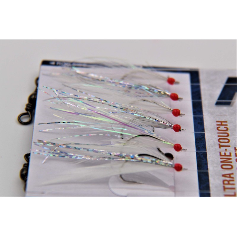 Hayabusa EX123 White Feather & Flash Yarn 6-Hook Sabiki Rig