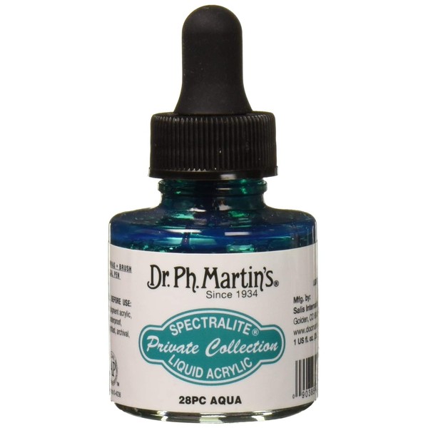 Dr. Ph. Martin's Spectralite Private Collection Liquid Acrylics (28PC) Arcylic Paint Bottle, 1.0 oz, Aqua