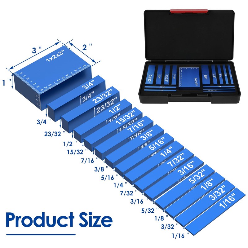 15Pcs Setup Blocks Height Gauge Set, Metric 4in High Precision