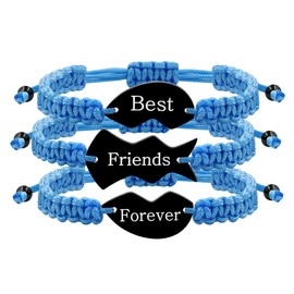 JunyiDIY Blue Braided Rope Bracelet Set - Long Distance Relationship Jewelry with Heart Puzzle Charms Gifts for Him and Her Graduation Thanksgiving Christmas Party Jewelry