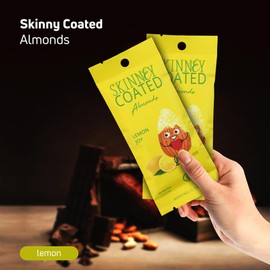 Skinny Coated Almonds Lemon Joy Snacks, Lemon Flavored Healthy Chocolate Snacks in Bulk - Skinny Almonds, Kosher, Gluten Free Sweet Snacks for Adults, 1.2Oz p/Bag, 6 Pack