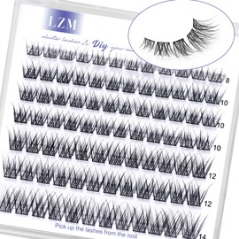 LZM Lash Clusters 84 Pcs C Curl Cluster Lashes Natural Look Wispy Eyelash Extension Eyelash Clusters Thin Band & Soft DIY at Home mix Length 8-14mm (WL16)