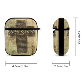 YouTary Christian Religious Bible Verse The Lord is My Rock Pattern Compatible with Airpods 1 & 2 Case Cover with Keychain Headphone Cover Unisex Shockproof Protective Wireless Charging Accessories