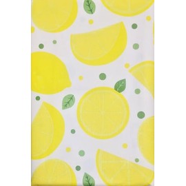 Better Home 52"x90" Oblong PEVA Tablecloth Flannel Backed Kitchen Decorator, Lemon ~ White