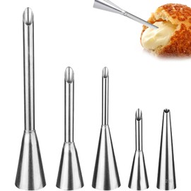 WUSANNA Pack of 5 Donut Syringes for Jam, Donut Syringe for Berlin Donut Filler, Stainless Steel Piping Nozzle for Filling Jam, Puff Pastry, Donuts, Bread, Puff Pastry