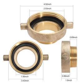 2 PCS 2-1/2" NST (NH) Female x 2" NPT Male Fire Hydrant Hose Adapter Brass Fire Equipment with Pin Lug for Fire Hydrants, Pipes, Hoses