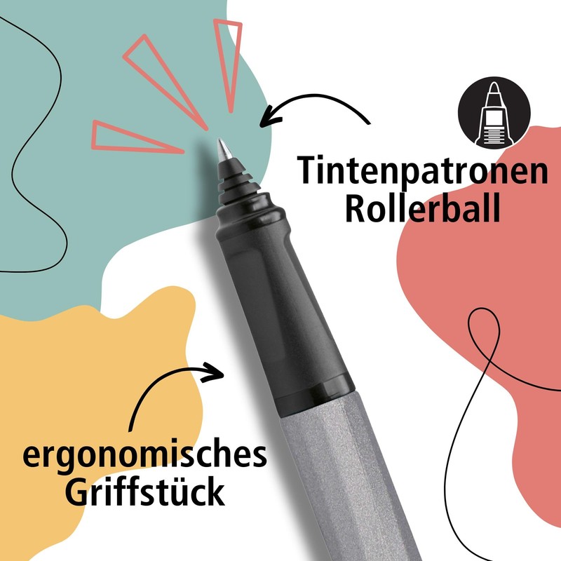 ONLINE Rollerball Slope, Patronen-Roller Strichstärke M, für Standard-Tintenpatronen, ergonomisches Griffstück,
